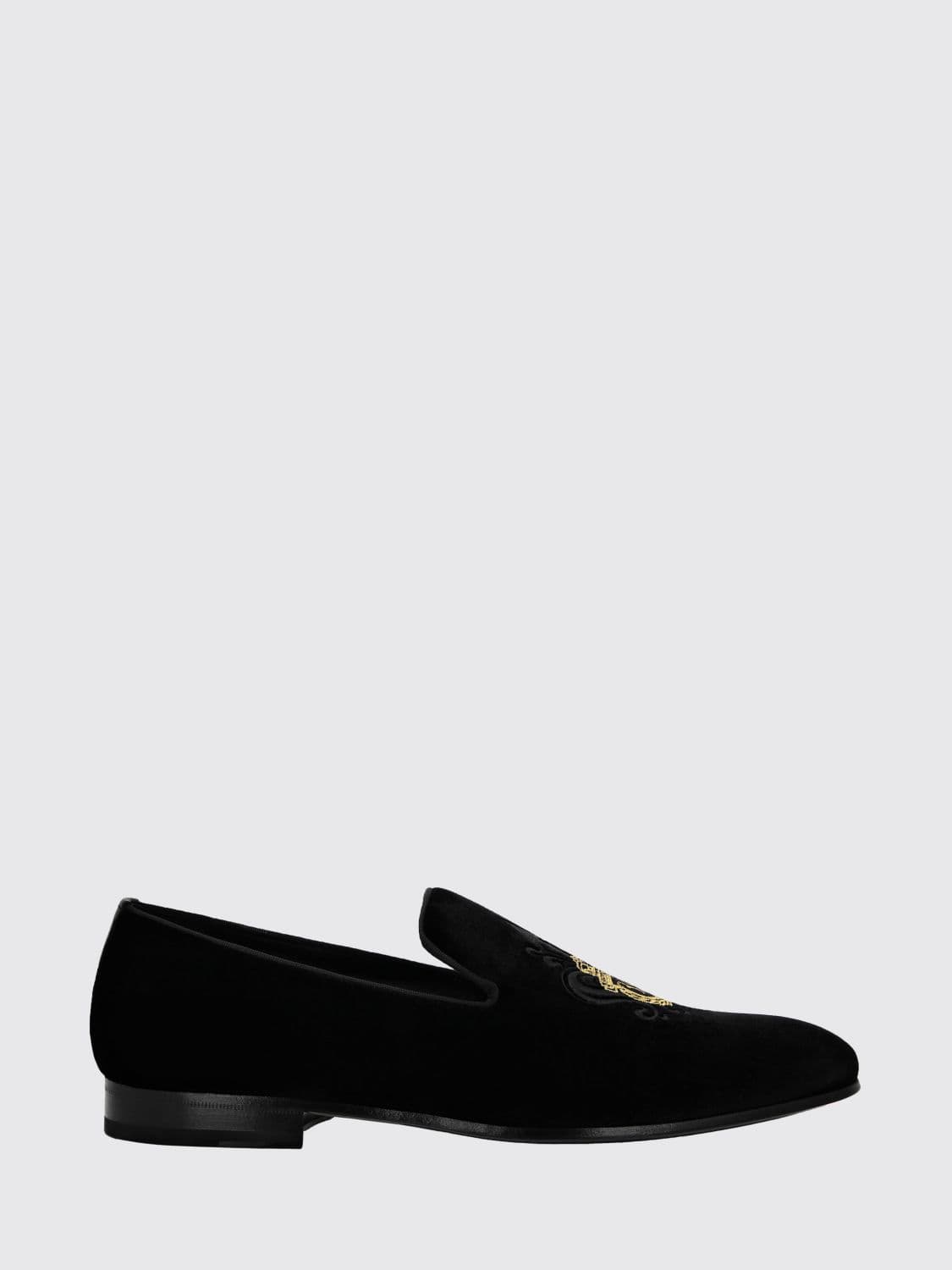 Billionaire Embroidered Logo Velvet Evening Loafers with a Round Toe