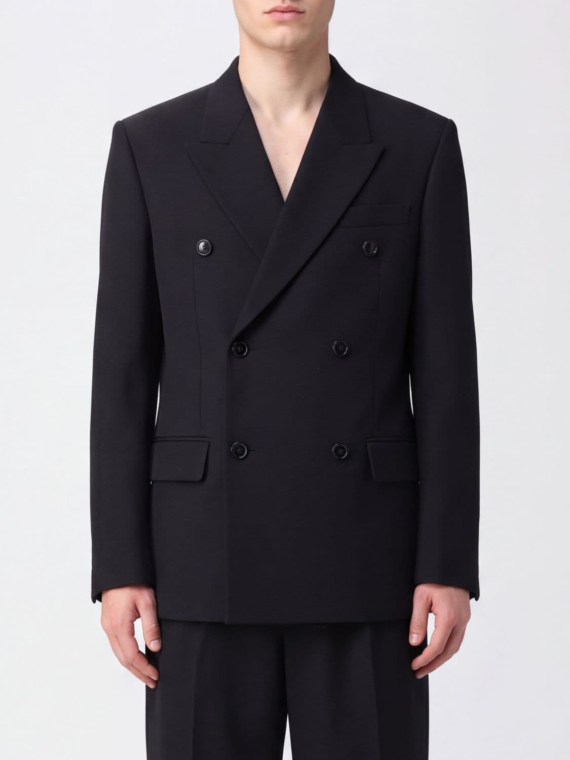 Balenciaga Double-Breasted Wool Blazer with Classic Lapels