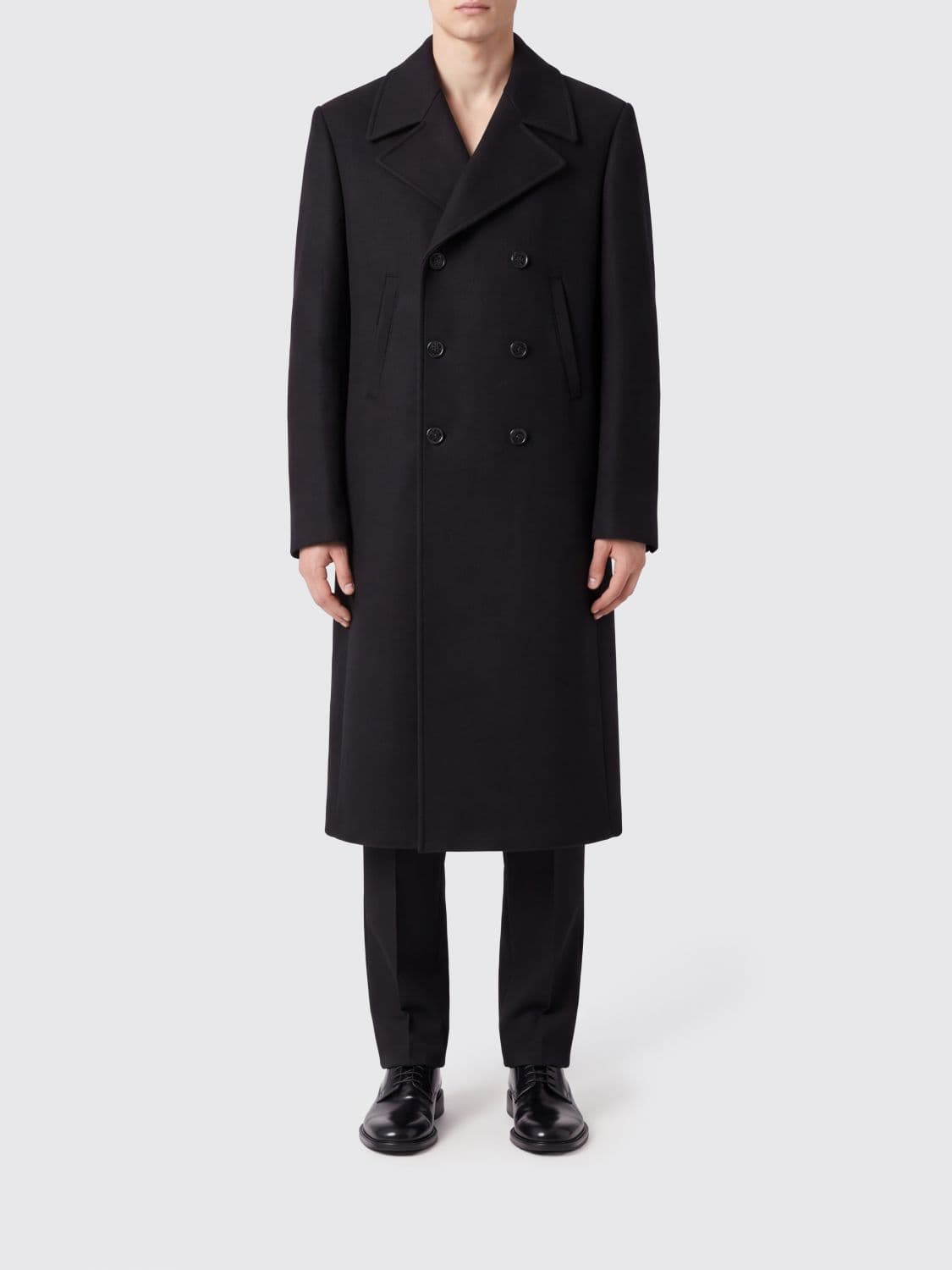 Balenciaga Double-Breasted Wool Coat with Classic Lapels
