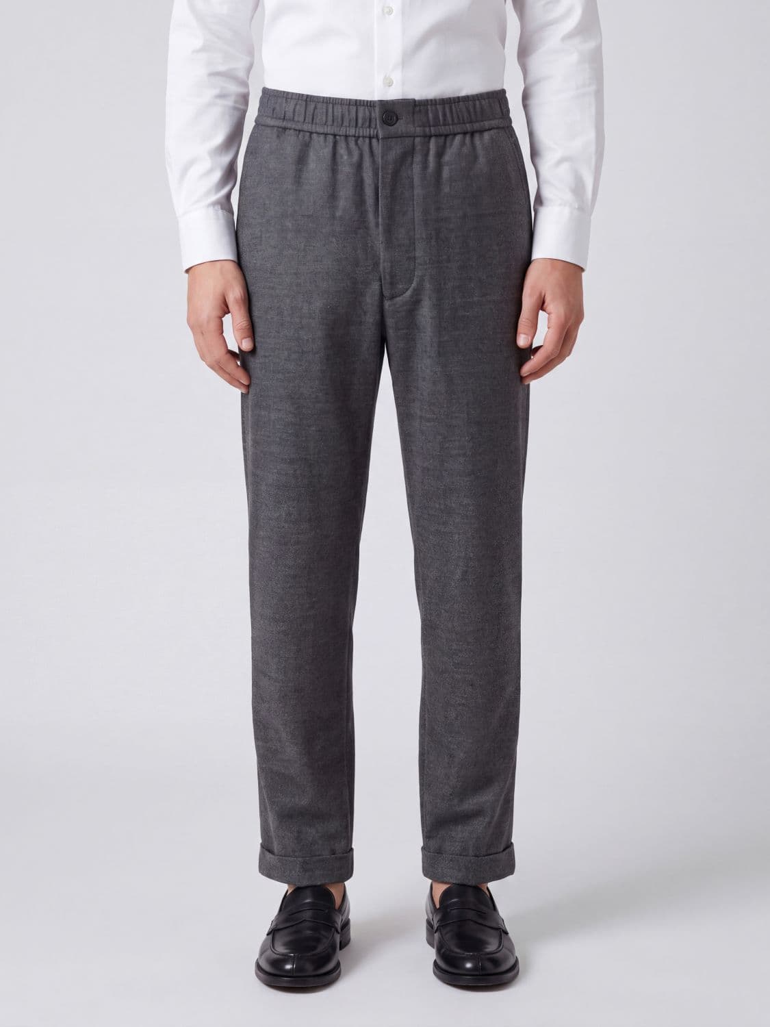 Giorgio Armani Slim Fit Virgin Wool and Cashmere Trousers with Elastic Waist
