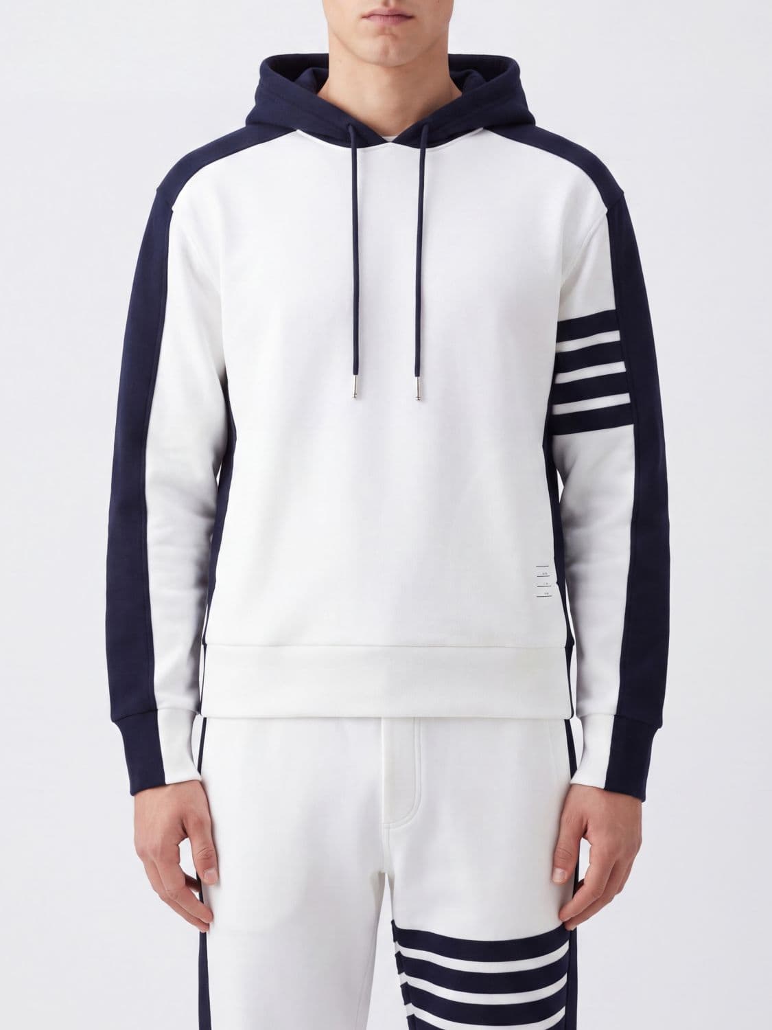 Thom Browne Cotton Hoodie with Iconic 4-Bar Stripes on the Sleeve