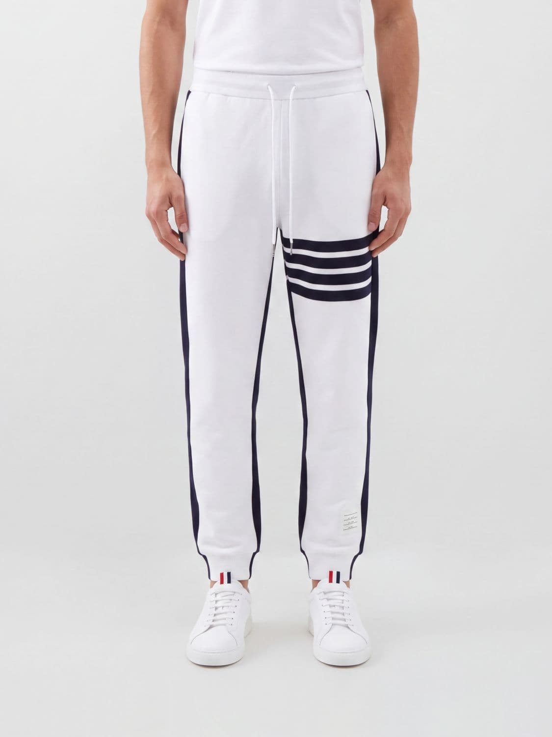 Thom Browne 4-Bar Stripe Cotton Jogging Trousers with Drawstring Waist