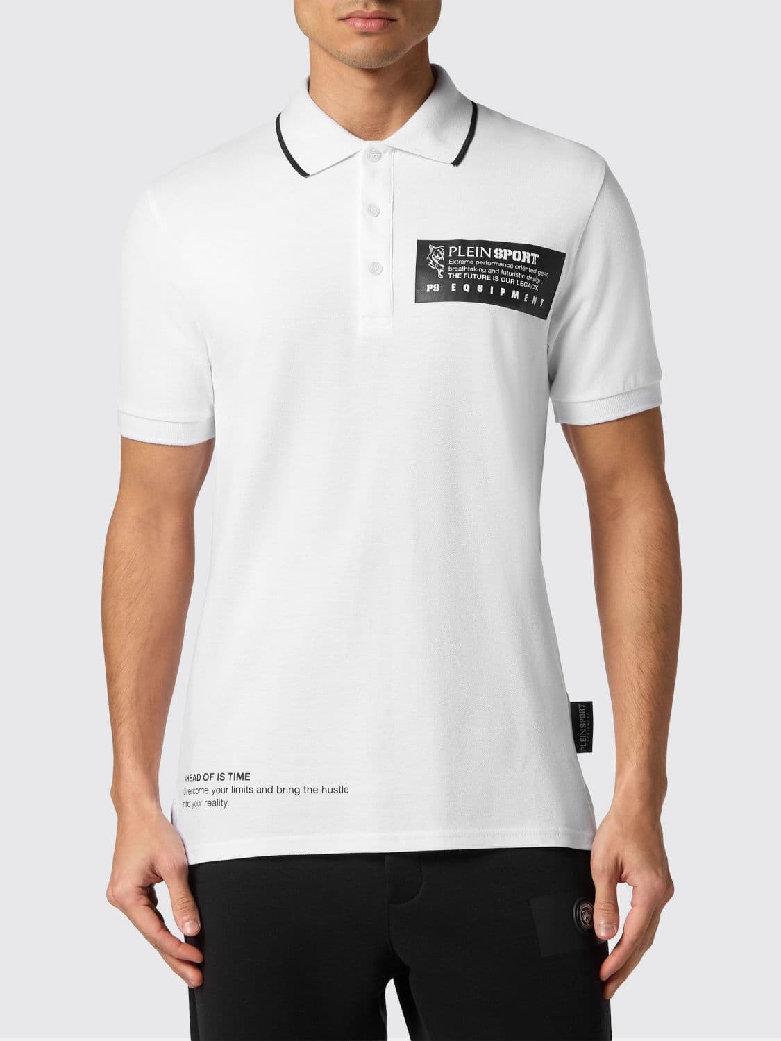 Plein Sport Short-Sleeved Cotton Polo Shirt with Contrasting Logo
