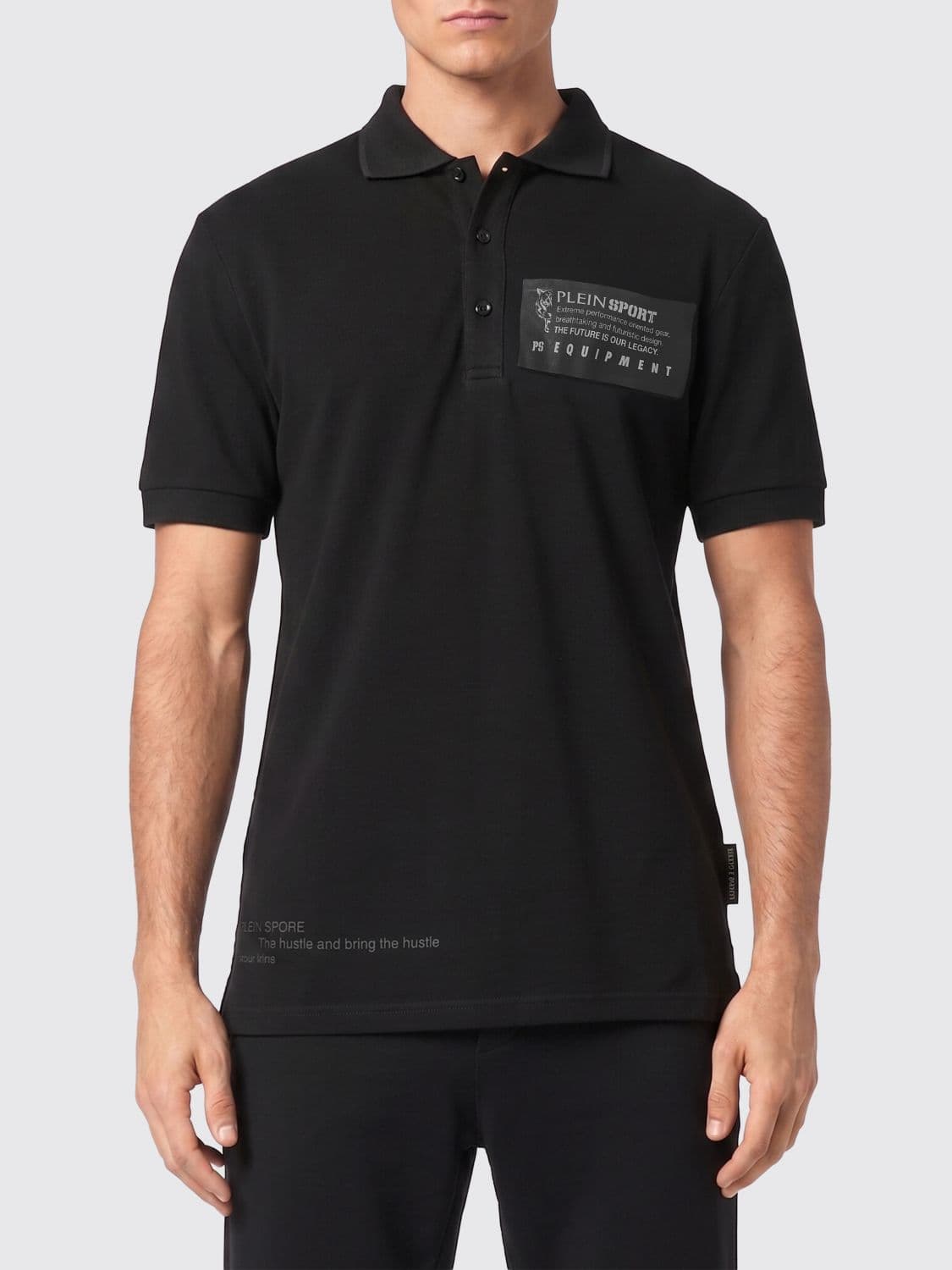 Plein Sport Short-Sleeved Cotton Polo Shirt with Contrasting Logo