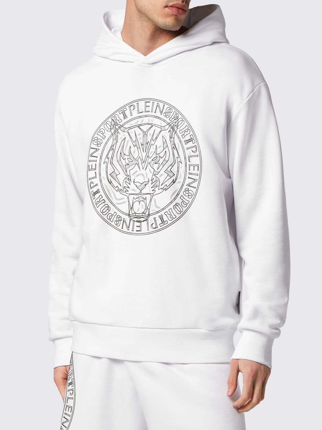 Plein Sport Tiger Cotton Hoodie with Contrasting Logo