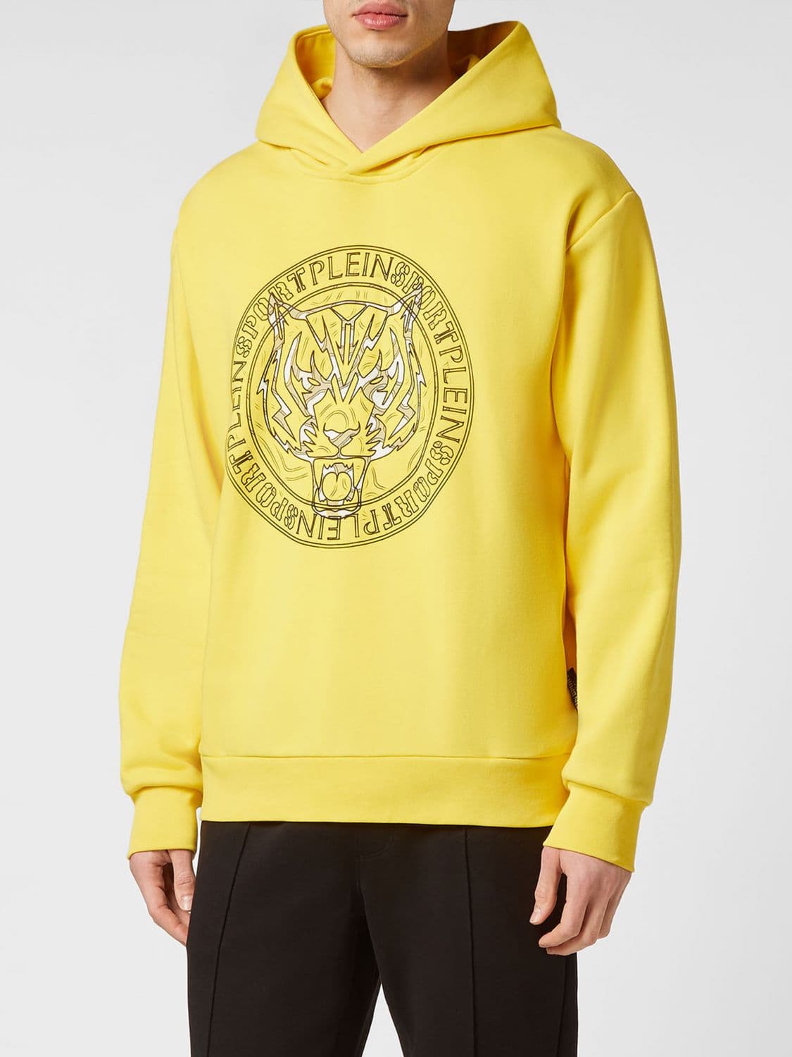 Plein Sport Tiger Cotton Hoodie with Contrasting Logo