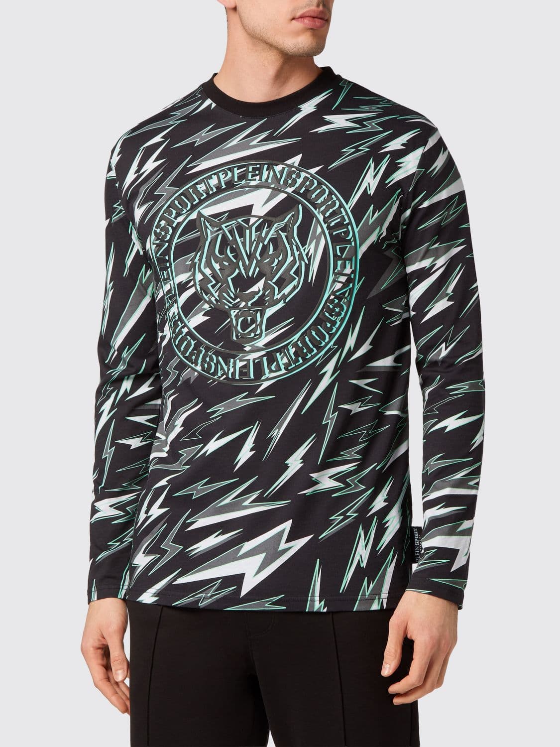 Plein Sport Long-Sleeved Jersey T-Shirt with Graphic Print