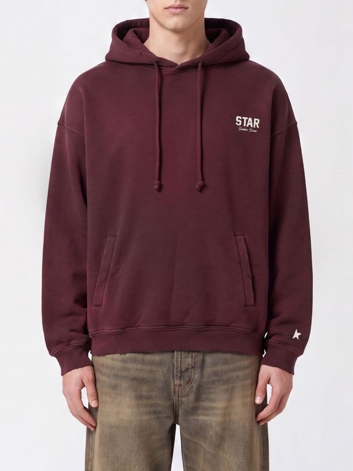 Golden Goose Relaxed Fit Cotton Hoodie with Kangaroo Pocket and Contrast Logo