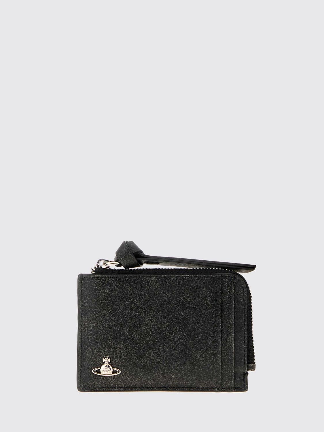 Vivienne Westwood Aged Leather Card Holder with Zip and Orb Logo · OS