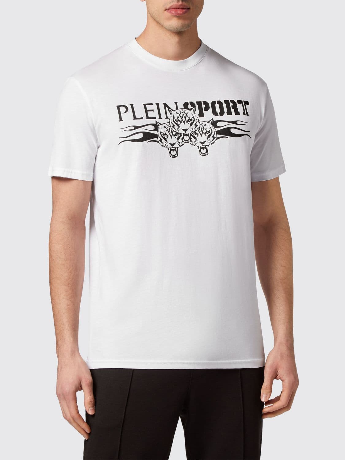 Plein Sport Slim Fit Cotton T-Shirt with Contrast Hexagon Logo