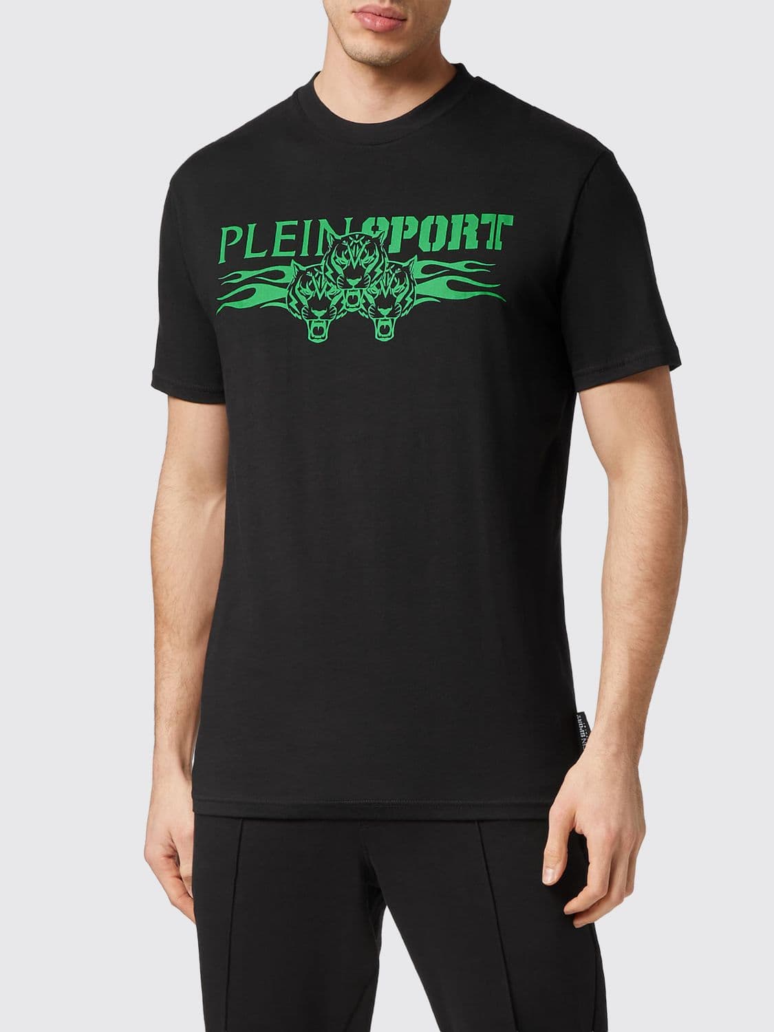 Plein Sport Slim Fit Cotton T-Shirt with Contrast Hexagon Logo