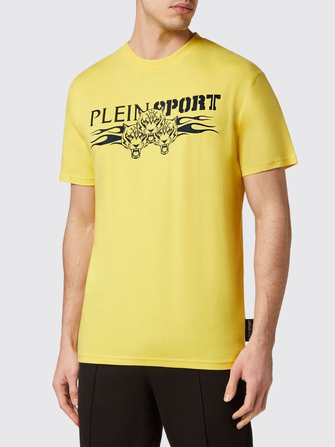 Plein Sport Slim Fit Cotton T-Shirt with Contrast Hexagon Logo