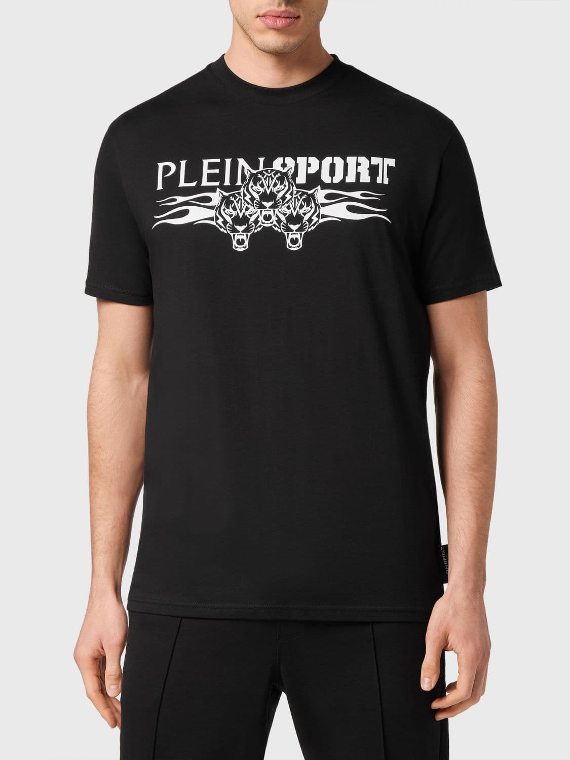 Plein Sport Slim Fit Cotton T-Shirt with Contrast Hexagon Logo