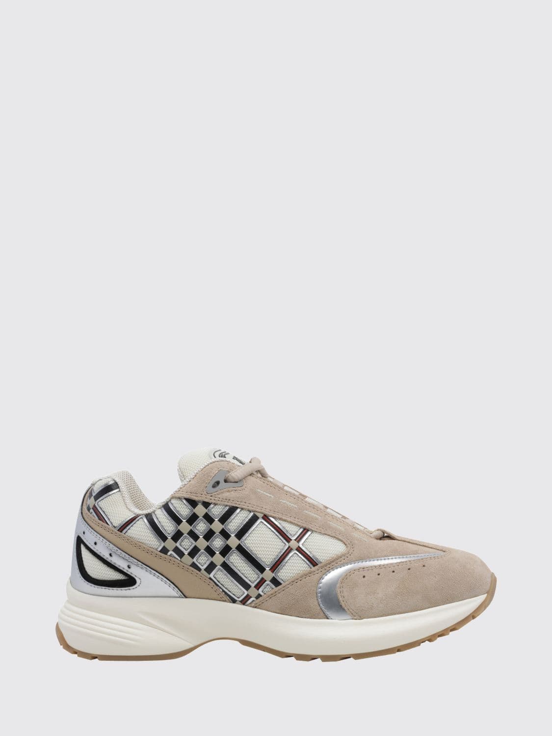 Burberry Eclipse Runner Suede and Mesh Check Pattern Sneakers