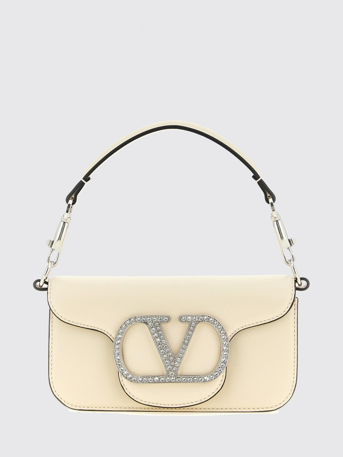 Valentino Garavani Locò Mini Leather Handbag with Crystal VLogo · OS