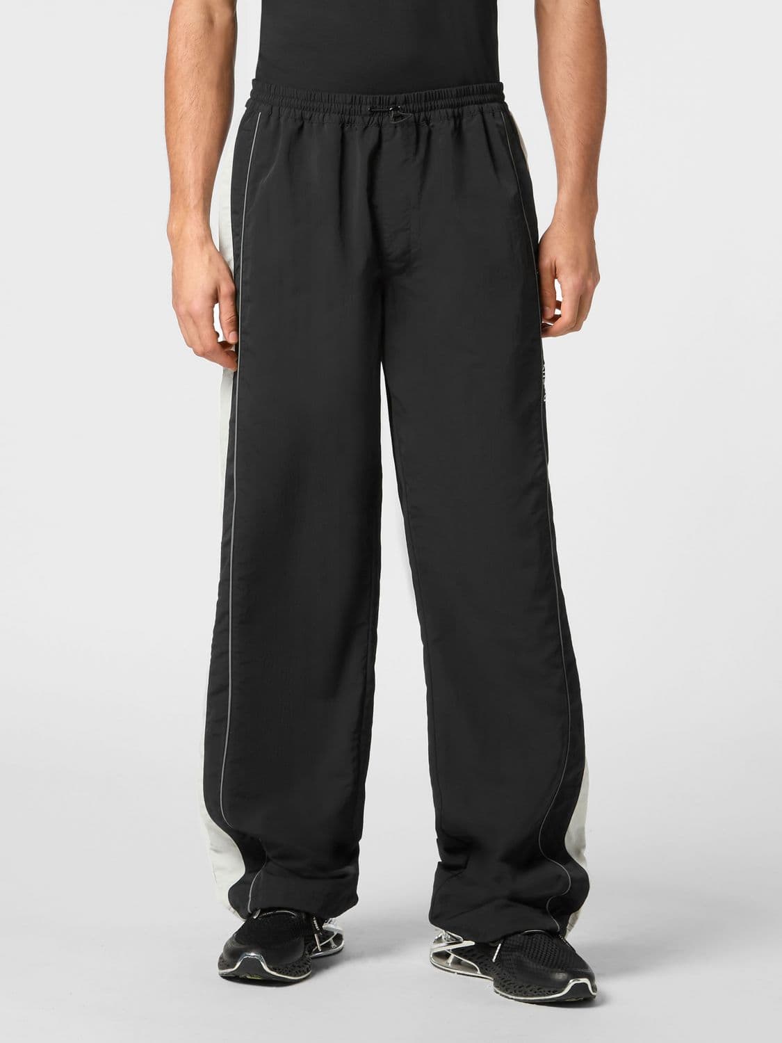 Plein Sport Wide-Leg Technical Fabric Jogging Trousers with Drawstring