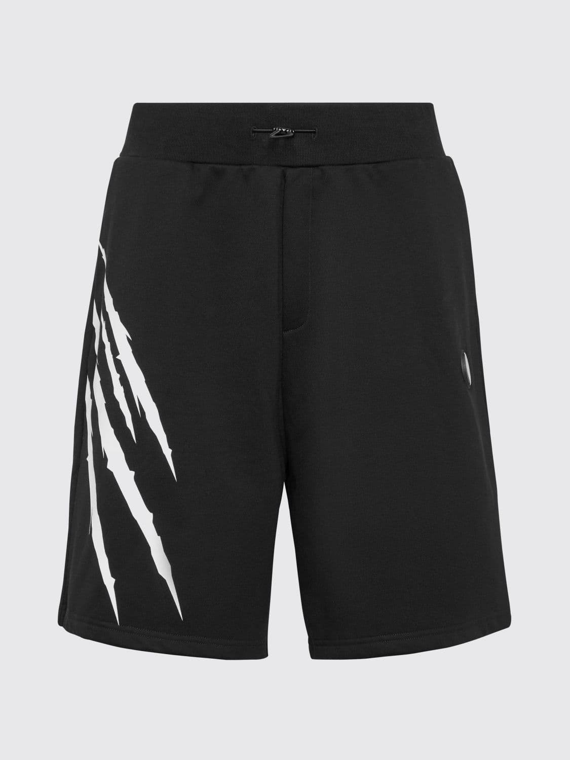 Plein Sport Scratch Cotton Jersey Sports Shorts with Contrasting Logo