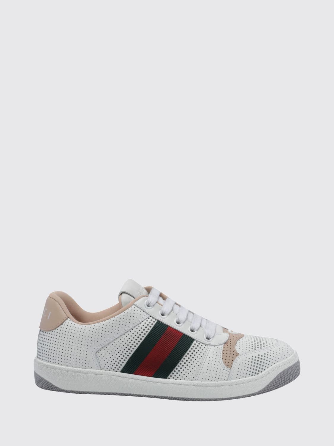 Gucci Screener Leather Sneakers with Bicolor Web Detail