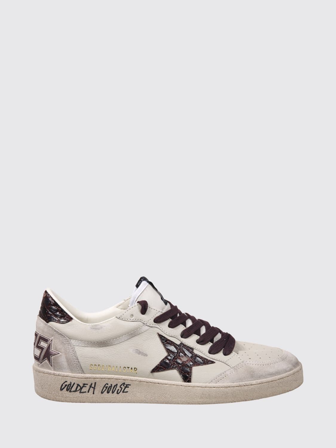 Golden Goose Vintage-Effect Ball Star Leather Sneakers with Contrast Logo
