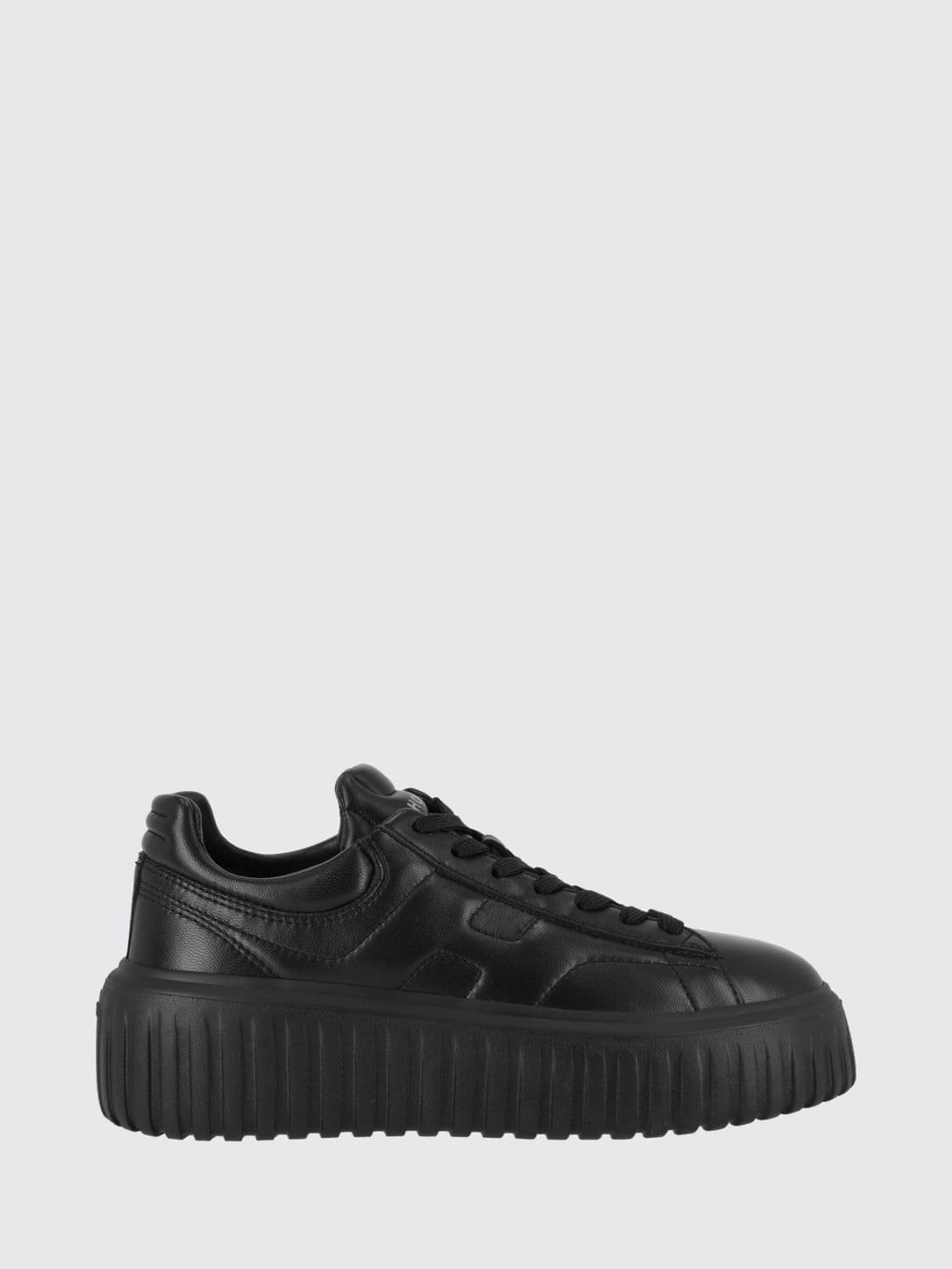 Hogan H-Stripes Smooth Calfskin Platform Trainers with Embossed Logo