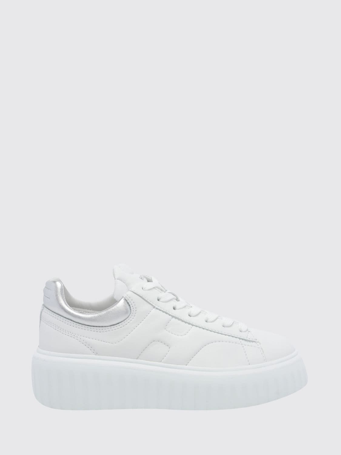 Hogan H-Stripes Two-Tone Smooth and Laminated Leather Platform Trainers