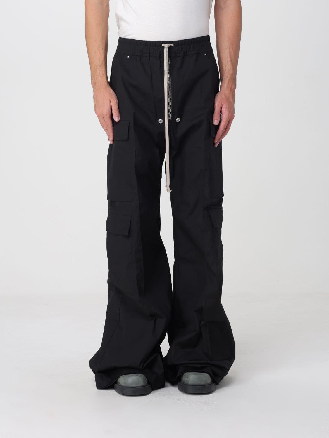 Rick Owens Cargobelas Wide-Leg Cargo Trousers in Stretch Cotton with Drawstring