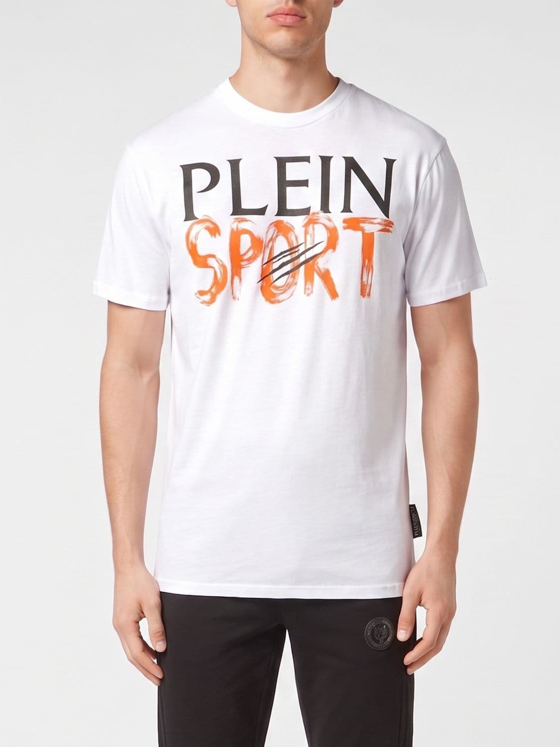 Plein Sport Cotton T-Shirt with Contrasting Front Printed Logo