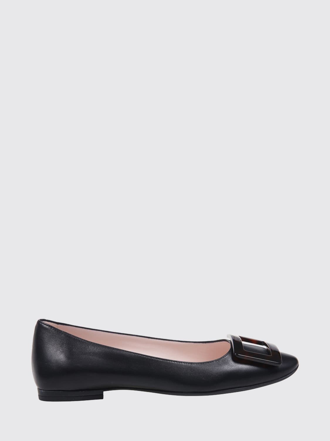 Roger Vivier Gommettine Lambskin Ballet Flats with Logo Plaque and Rounded Toe
