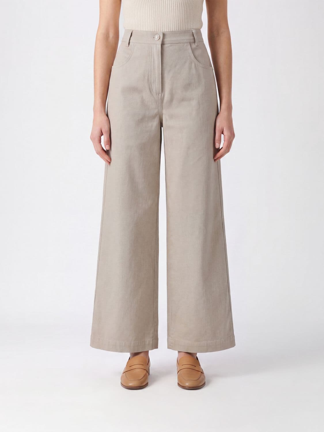 Max Mara High-Waisted Wide Leg Jeans in Cotton Denim