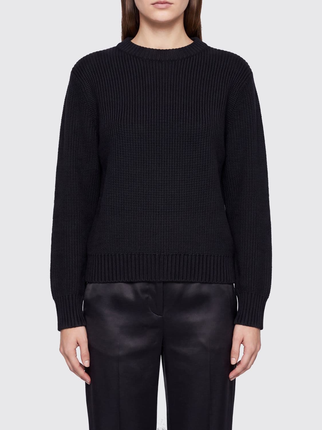 Toteme Long-Sleeved Crewneck Cotton Jumper with Ribbed Edges