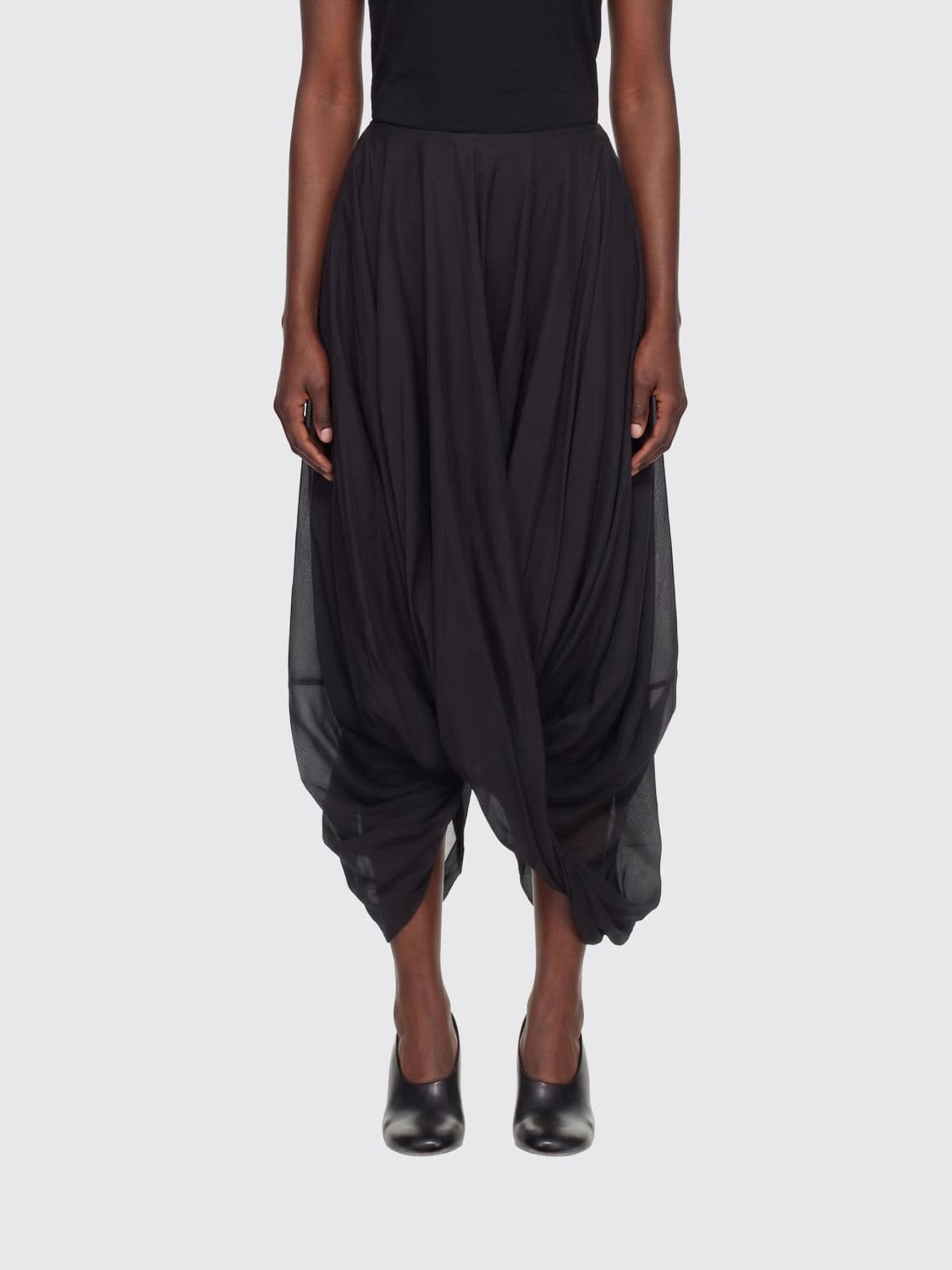 Toteme Asymmetric Draped Midi Skirt in Cotton and Lyocell Blend
