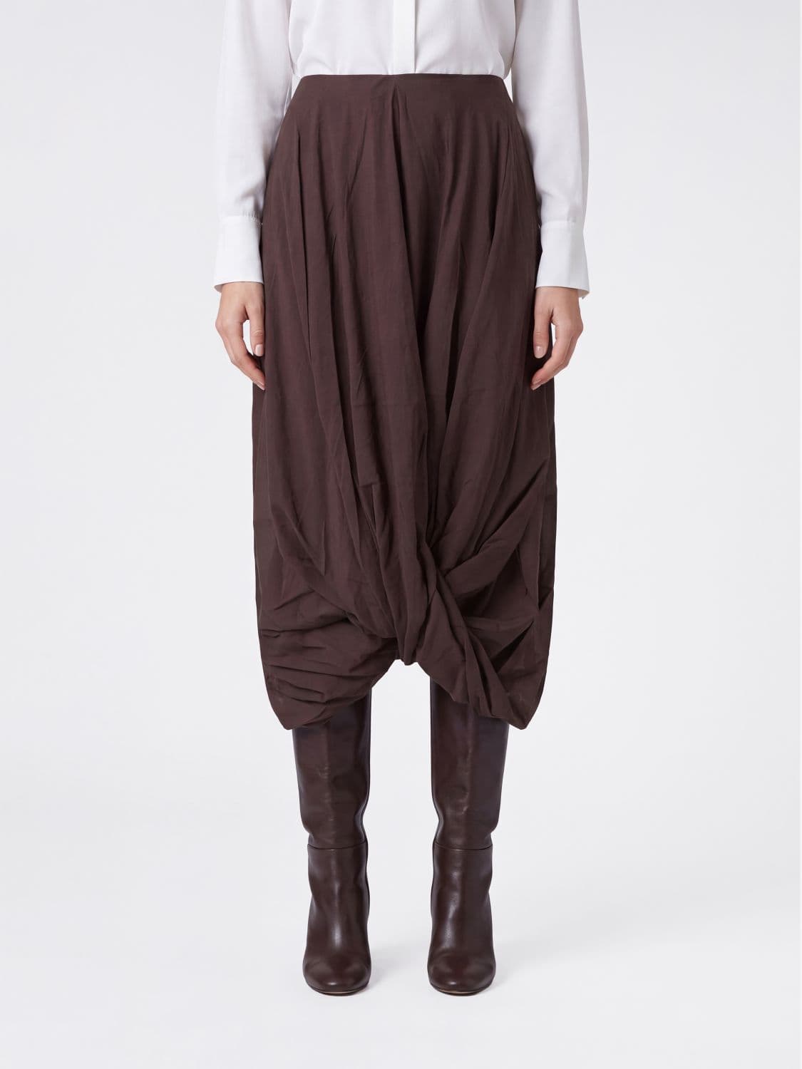 Toteme Asymmetric Draped Midi Skirt in Cotton and Lyocell Blend