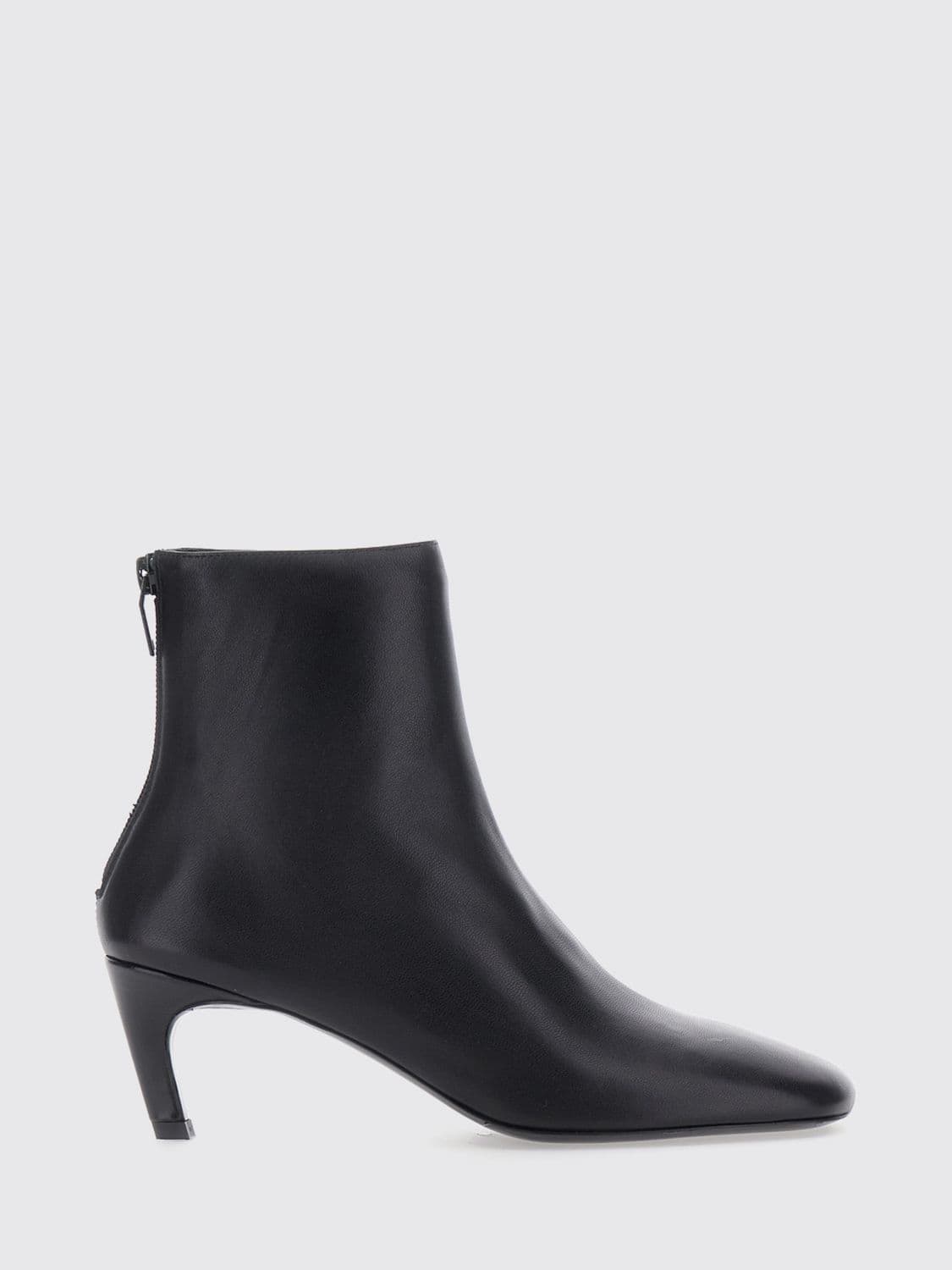 Toteme Goat Leather Ankle Boots with Round Toe and Stiletto Heel