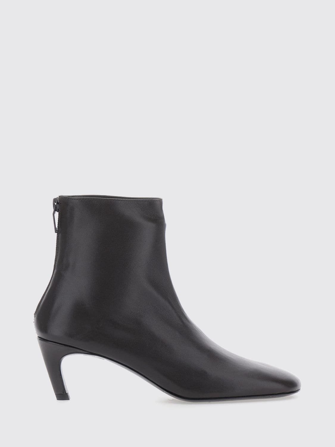 Toteme Goat Leather Ankle Boots with Round Toe and Stiletto Heel