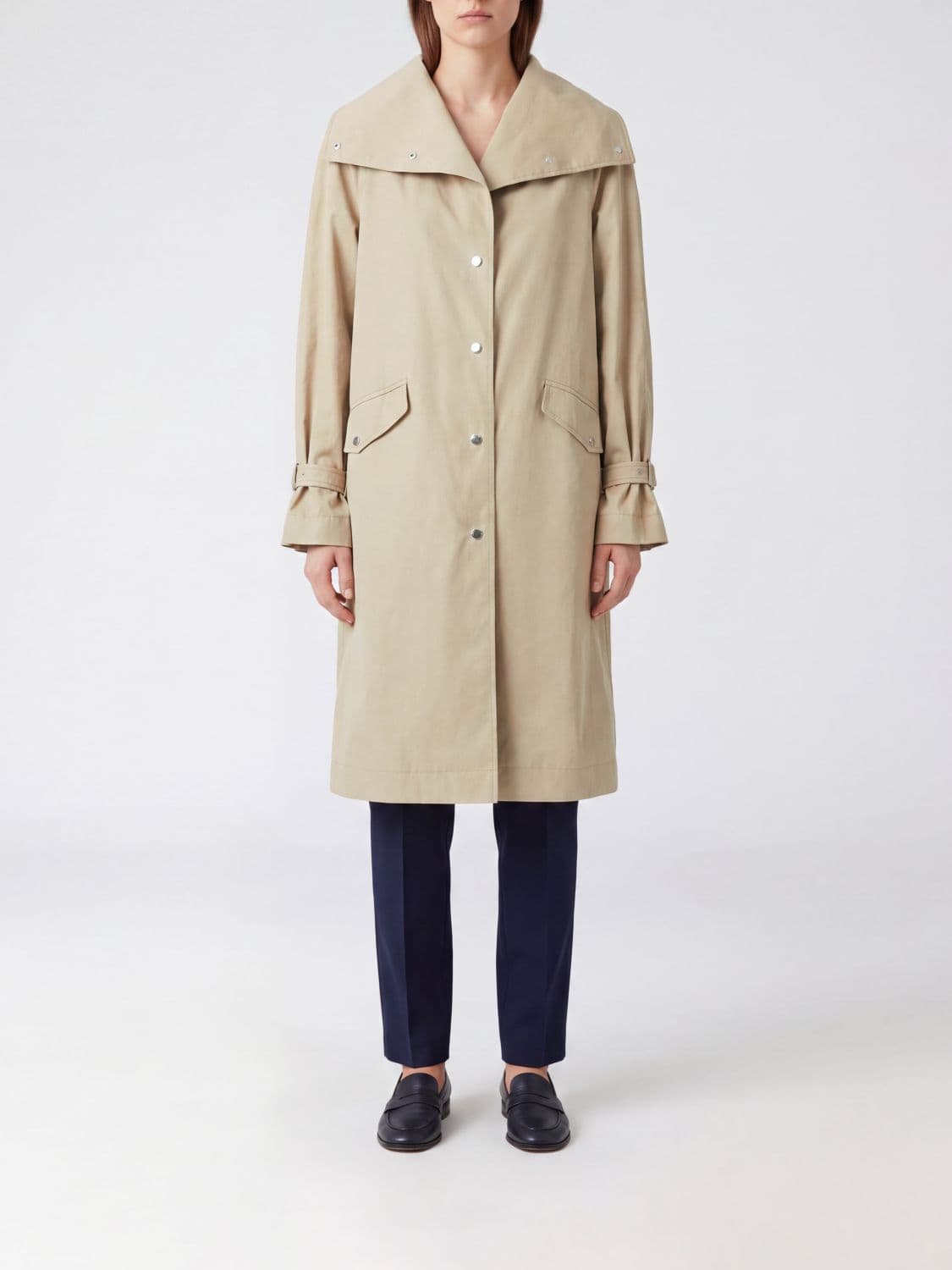 Toteme Relaxed Fit Knee-Length Organic Cotton Trench Coat
