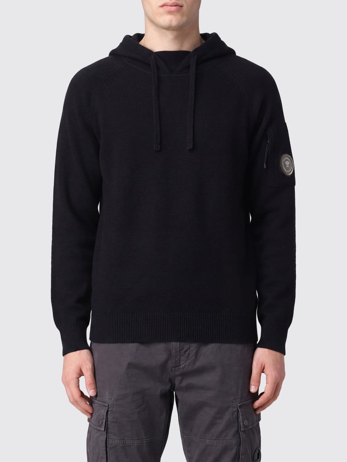 C.p. Company C. P. COMPANY Knit Hoodie in Wool Blend with Kangaroo Pocket