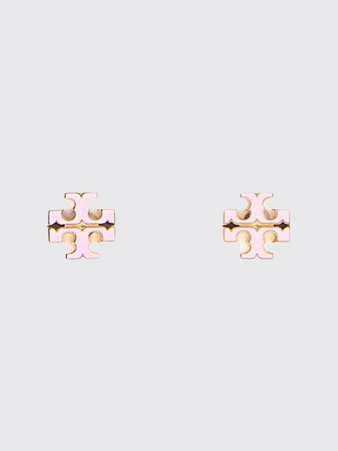 Tory Burch Double T Logo Brass Stud Earrings · OS