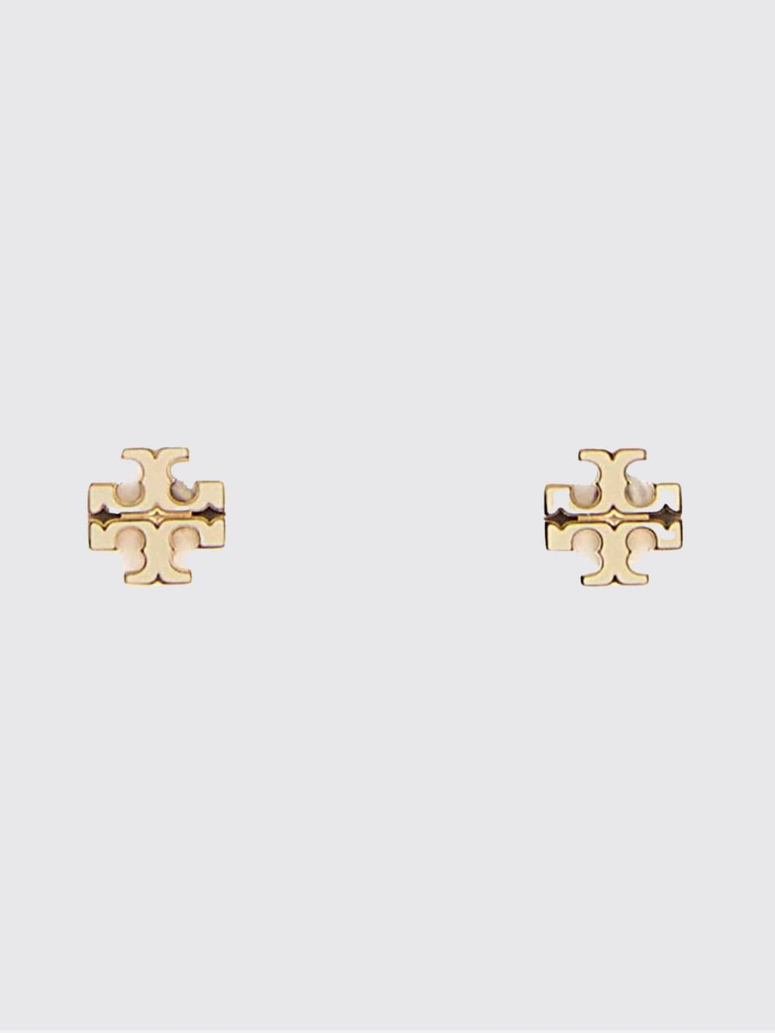 Tory Burch Double T Logo Brass Stud Earrings · OS