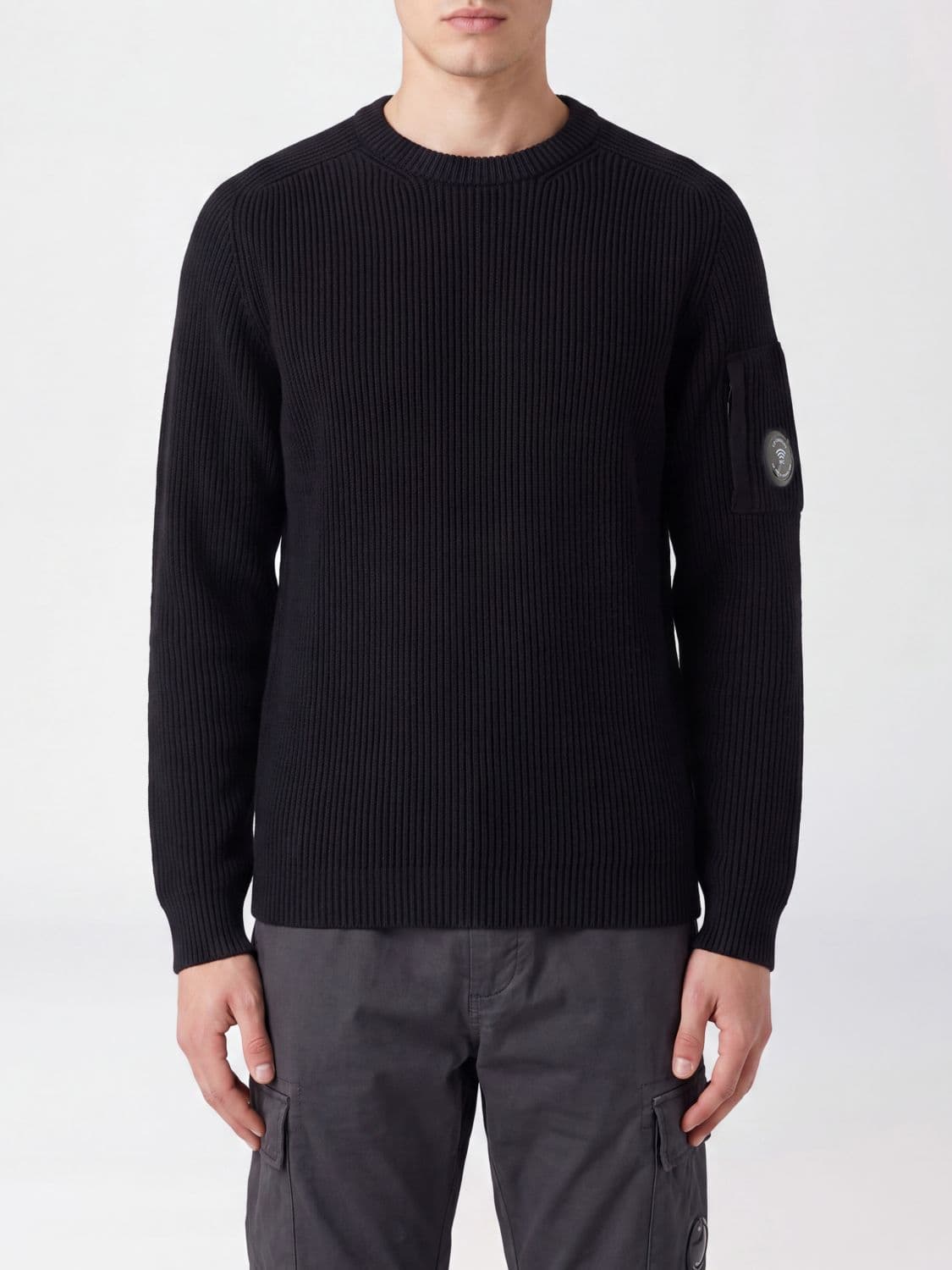 C.p. Company C. P. COMPANY Crewneck Jumper in Cotton with Contrasting Logo