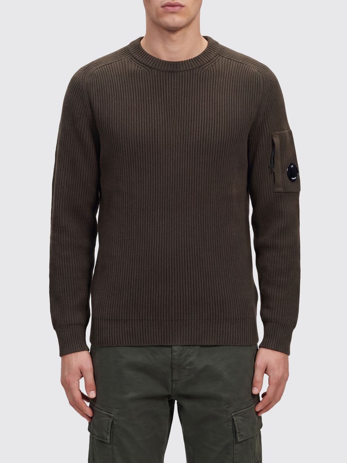 C.p. Company C. P. COMPANY Crewneck Jumper in Cotton with Contrasting Logo