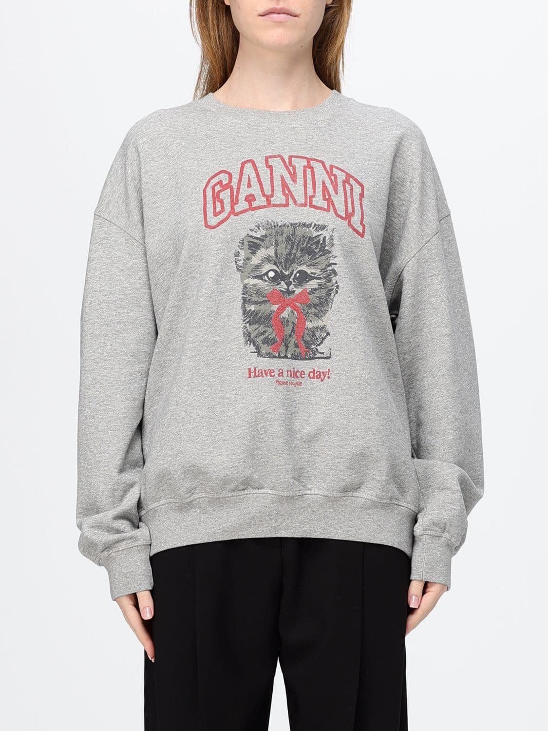 Ganni Sweater Woman color Grey