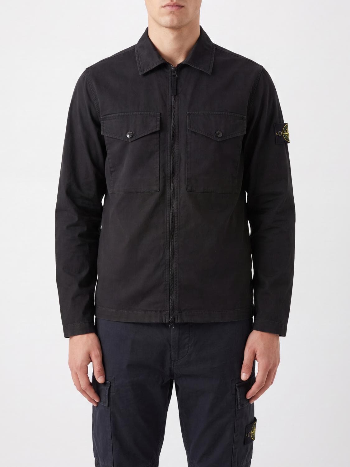 Stone Island Stretch Organic Cotton Shirt Jacket with Compass Logo