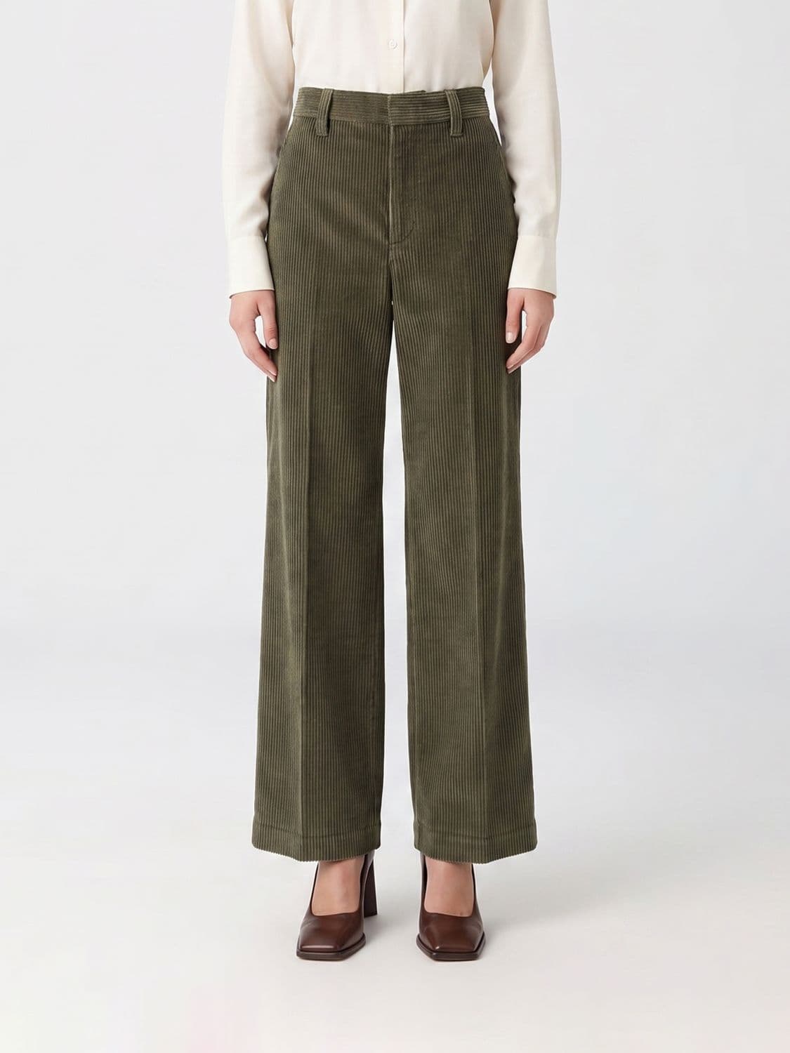 Brunello Cucinelli High-Waisted Wide-Leg Trousers in Corduroy Velvet