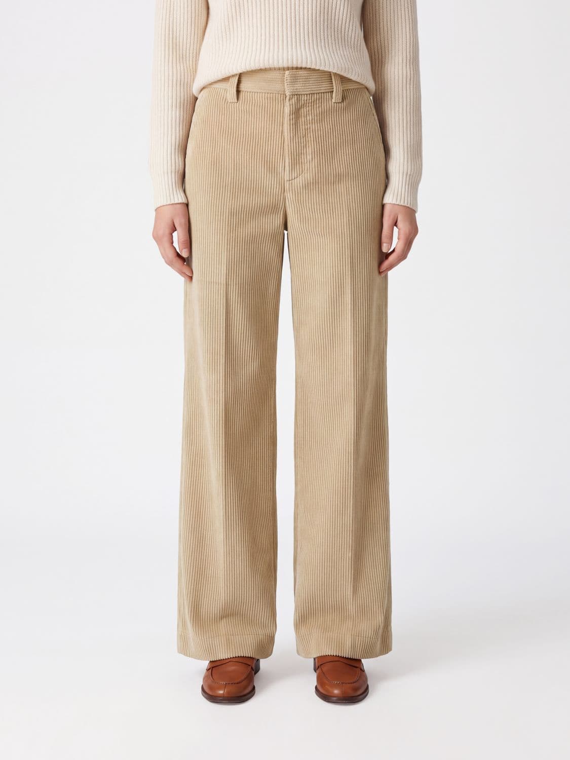 Brunello Cucinelli High-Waisted Wide-Leg Trousers in Corduroy Velvet