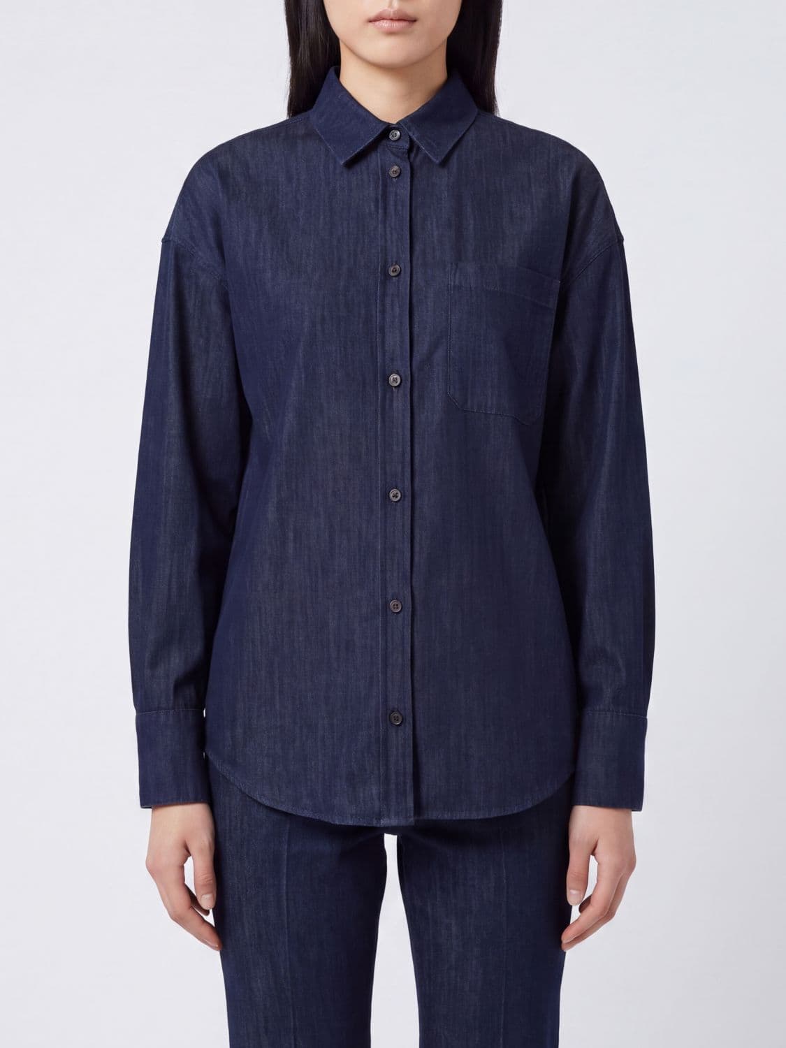 's Max Mara Cotton Shirt with Classic Collar and Patch Pocket