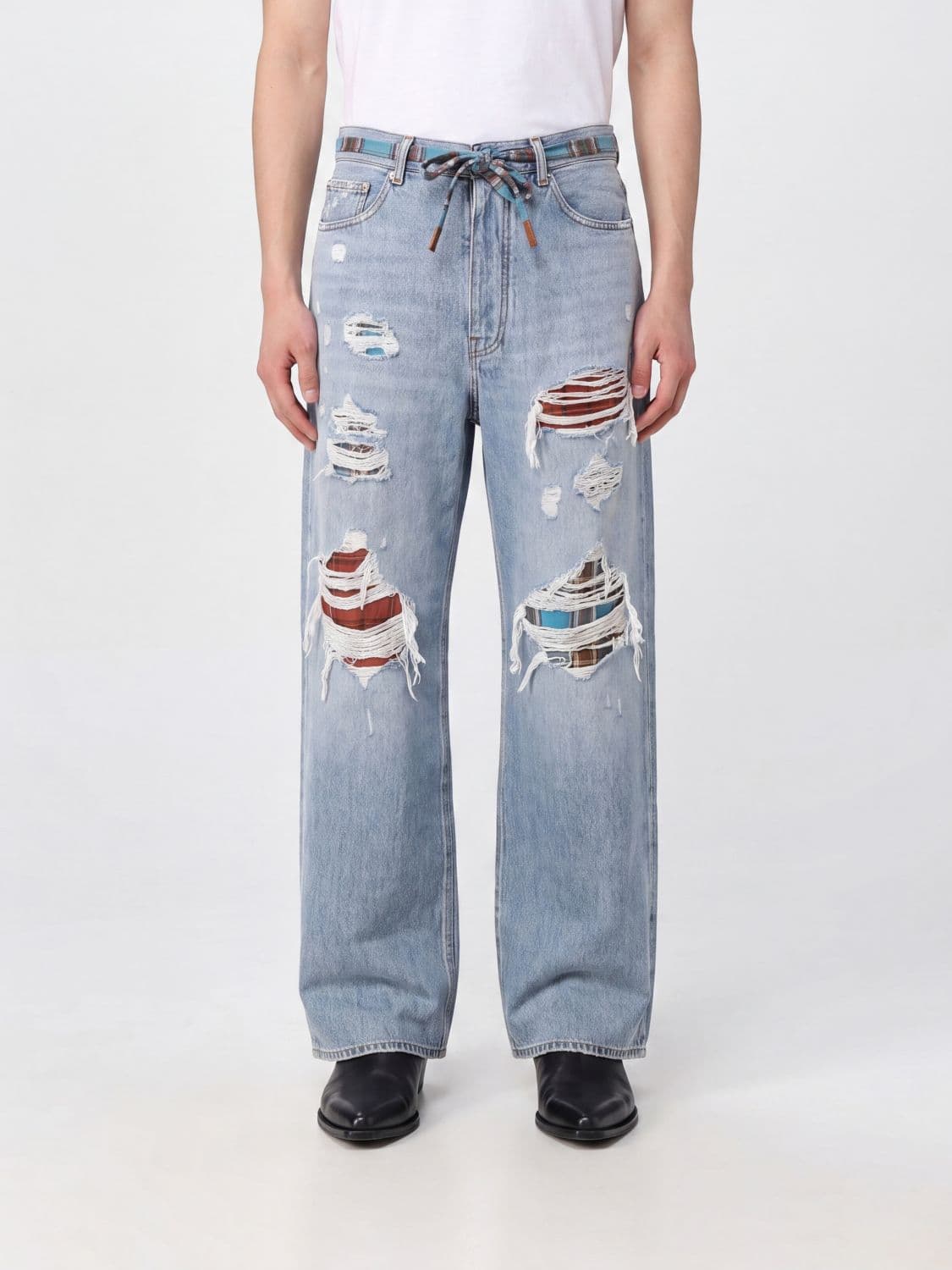 Amiri Distressed Denim Wide Leg Jeans