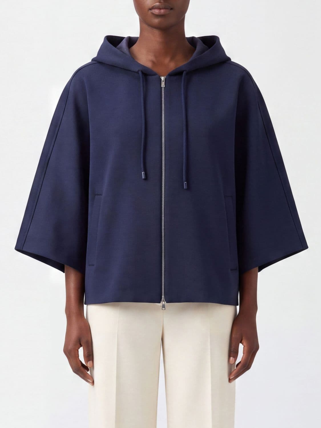 Max Mara Zipped Cotton-Blend Hoodie with Dropped Shoulders