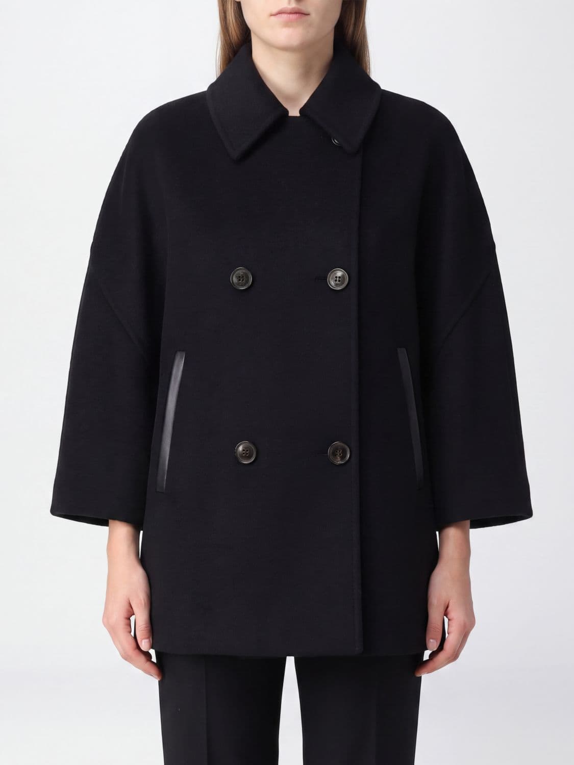 Max Mara Double-Breasted Knee-Length Cashmere Coat with Dropped Shoulders