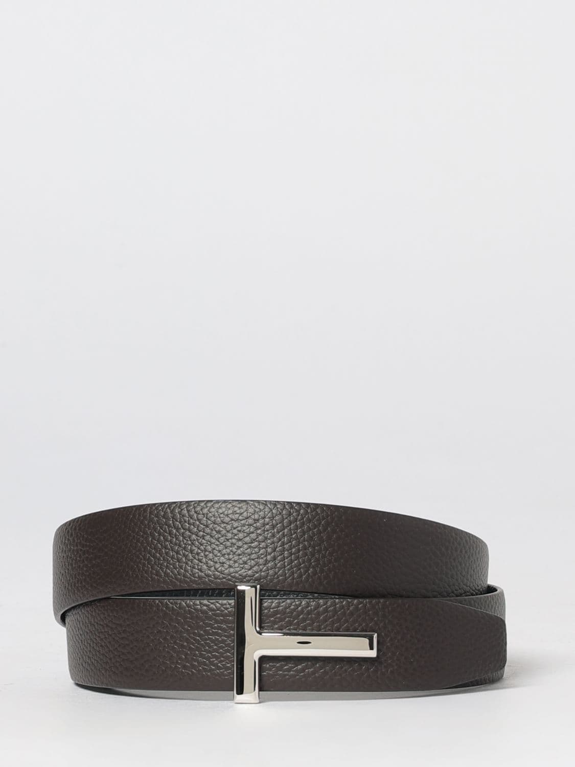 Tom Ford Reversible T Icon Grained Leather Belt with Monogram Buckle