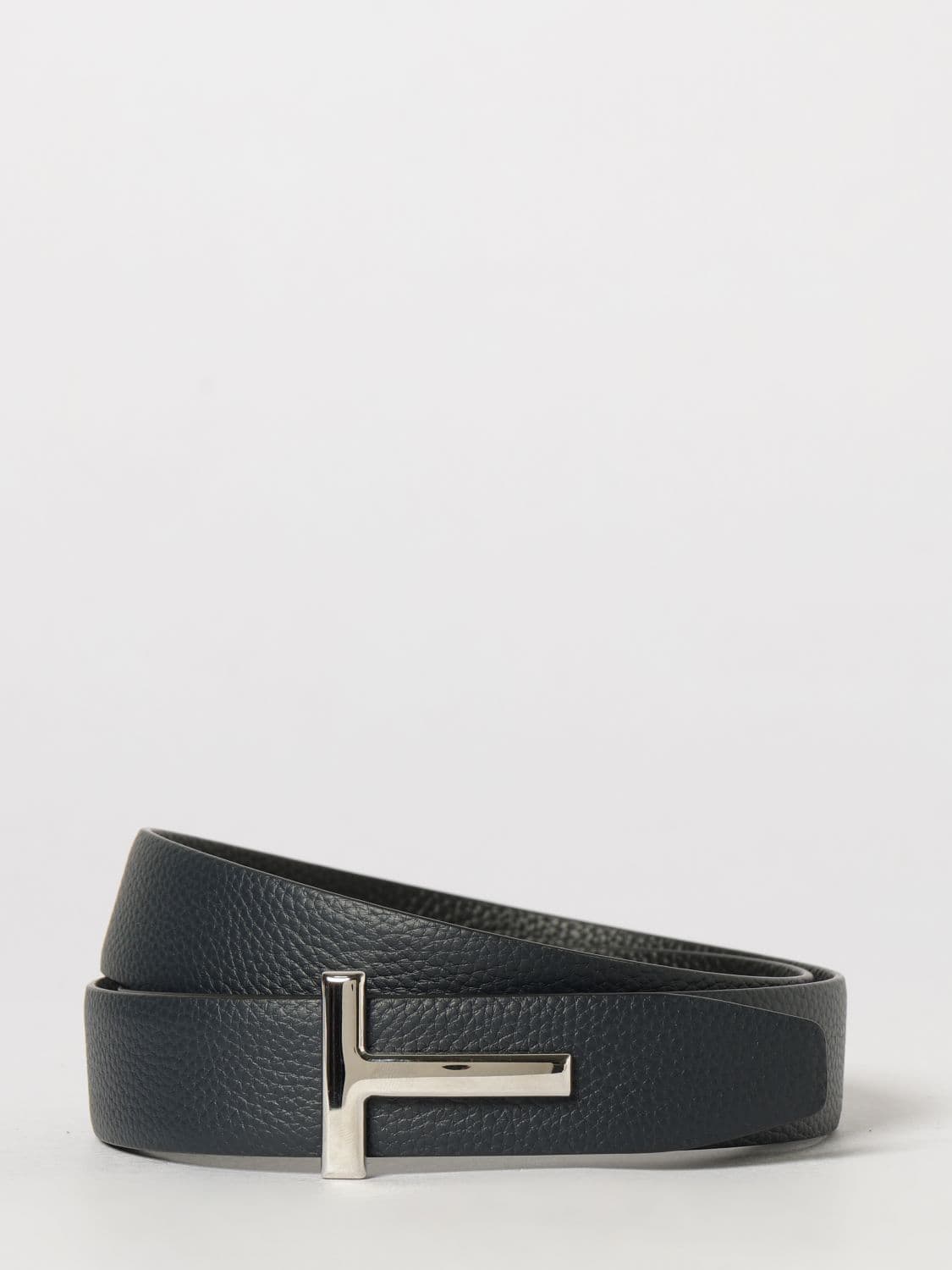 Tom Ford Reversible T Icon Grained Leather Belt with Monogram Buckle